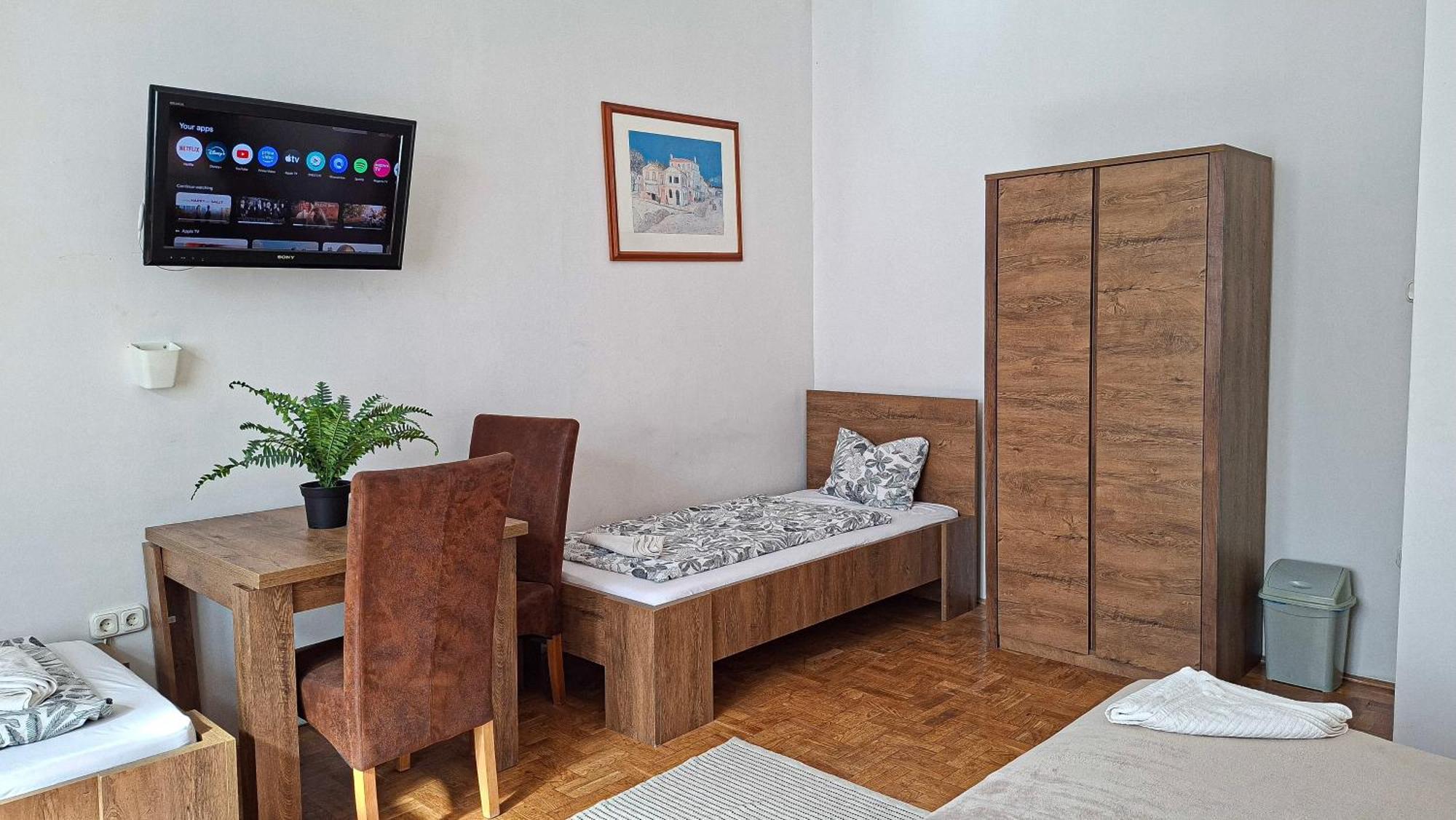 Large Family Room Balcony Share Bathroom